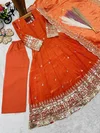 Oc 252 Fendy Sillk Sequence Embroidery Work Girls Kids Wear